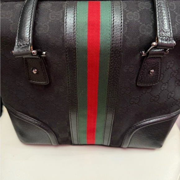 Gucci - Vintage Boston Satchel. Black canvas with leather accents. - Picture 4 of 13